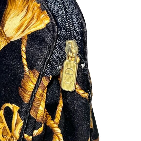 VTG Christian Dior Black Gold Monogram Logo Tassel Dragonfly Makeup Bag Case - Picture 5 of 15